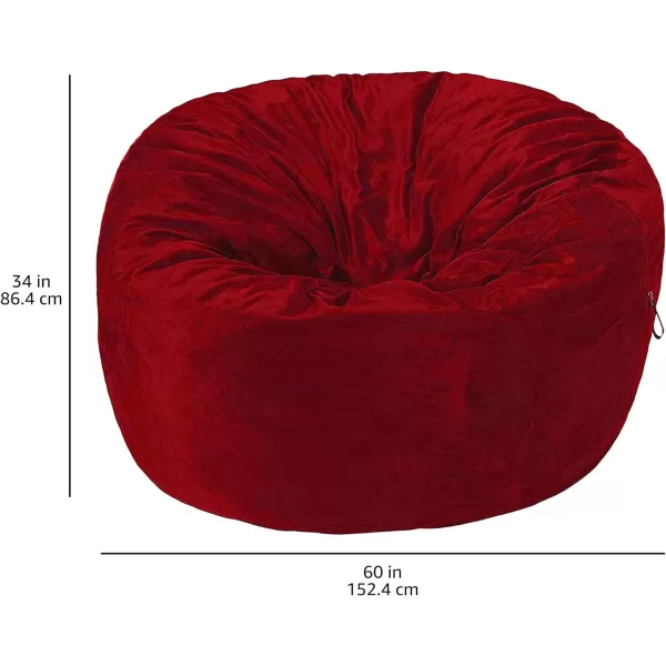 Amazon Basics Memory Foam Filled Bean Bag Chair with Microfiber Cover 5 ft Blue Solid5 ft Red