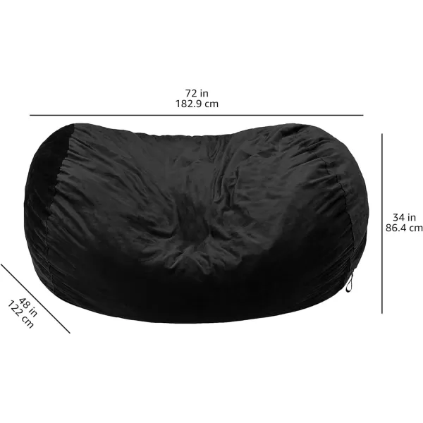 Amazon Basics Memory Foam Filled Bean Bag Chair with Microfiber Cover 5 ft Blue Solid6 ft Black
