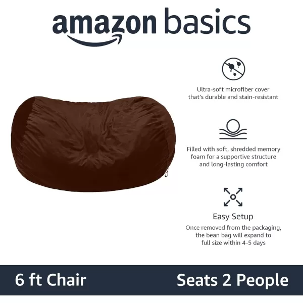 Amazon Basics Memory Foam Filled Bean Bag Chair with Microfiber Cover 5 ft Blue Solid6 ft Brown