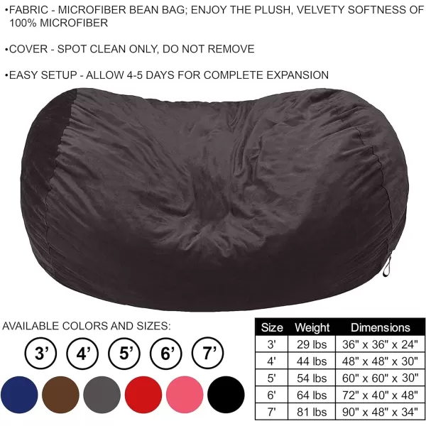 Amazon Basics Memory Foam Filled Bean Bag Chair with Microfiber Cover 5 ft Blue Solid6 ft Grey