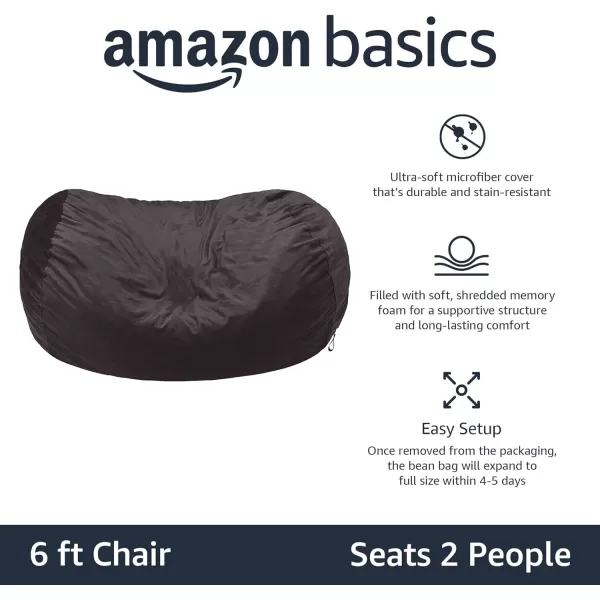 Amazon Basics Memory Foam Filled Bean Bag Chair with Microfiber Cover 5 ft Blue Solid6 ft Grey