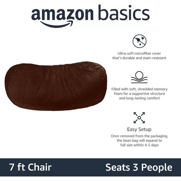 Amazon Basics Memory Foam Filled Bean Bag Chair with Microfiber Cover 5 ft Blue Solid7 ft Brown