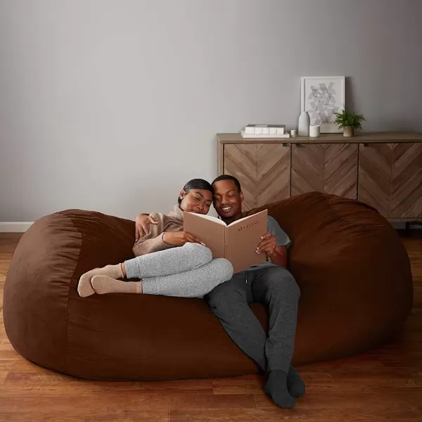 Amazon Basics Memory Foam Filled Bean Bag Chair with Microfiber Cover 5 ft Blue Solid7 ft Brown