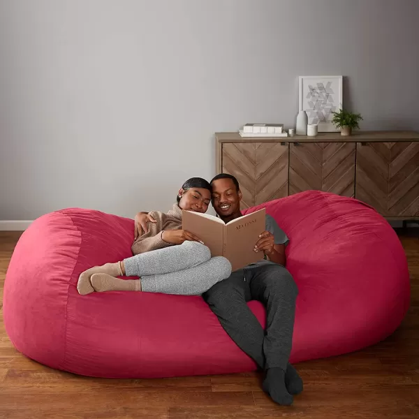 Amazon Basics Memory Foam Filled Bean Bag Chair with Microfiber Cover 5 ft Blue Solid7 ft Pink