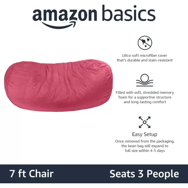 Amazon Basics Memory Foam Filled Bean Bag Chair with Microfiber Cover 5 ft Blue Solid7 ft Pink