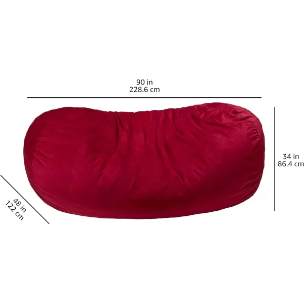 Amazon Basics Memory Foam Filled Bean Bag Chair with Microfiber Cover 5 ft Blue Solid7 ft Red