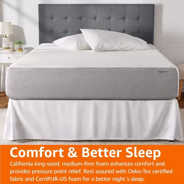 Amazon Basics Memory Foam Mattress Medium Firm Twin WhiteGrey 10 InchesCalifornia King 12inch MediumFirm Feel