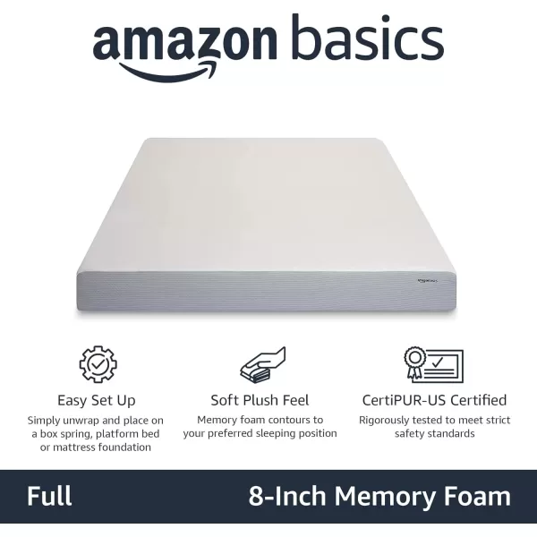 Amazon Basics Memory Foam Mattress Medium Firm Twin WhiteGrey 10 InchesFull 8inch PlushFeel