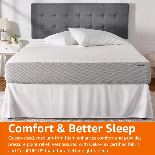Amazon Basics Memory Foam Mattress Medium Firm Twin WhiteGrey 10 InchesQueen 10inch MediumFirm Feel