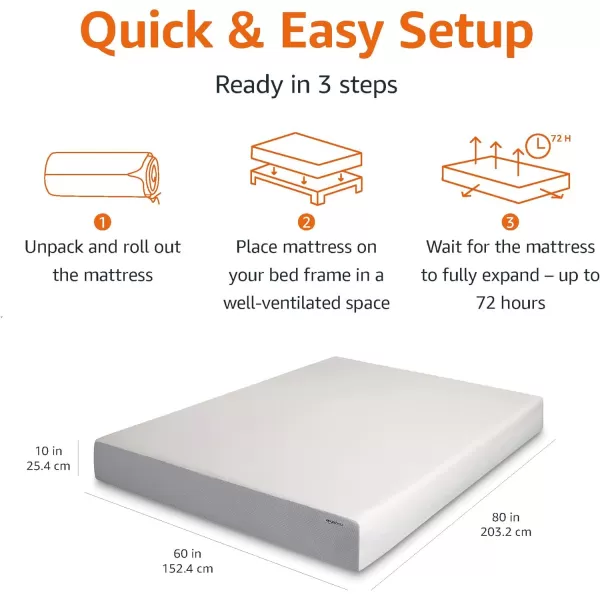 Amazon Basics Memory Foam Mattress Medium Firm Twin WhiteGrey 10 InchesQueen 10inch MediumFirm Feel