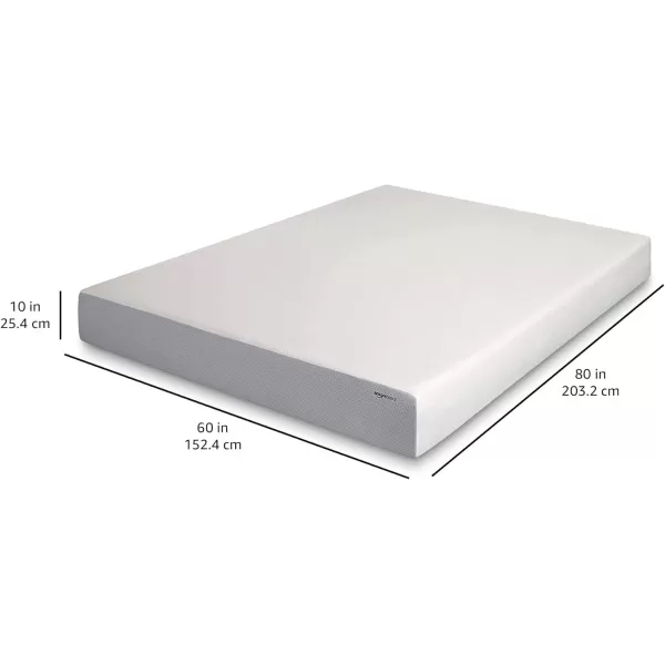 Amazon Basics Memory Foam Mattress Medium Firm Twin WhiteGrey 10 InchesQueen 10inch PlushFeel