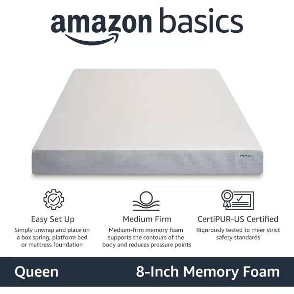 Amazon Basics Memory Foam Mattress Medium Firm Twin WhiteGrey 10 InchesQueen 8inch MediumFirm Feel