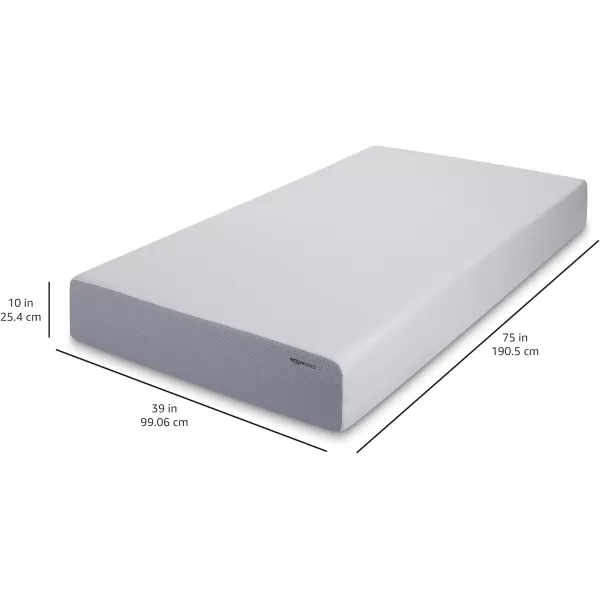 Amazon Basics Memory Foam Mattress Medium Firm Twin WhiteGrey 10 InchesTwin 10inch MediumFirm Feel