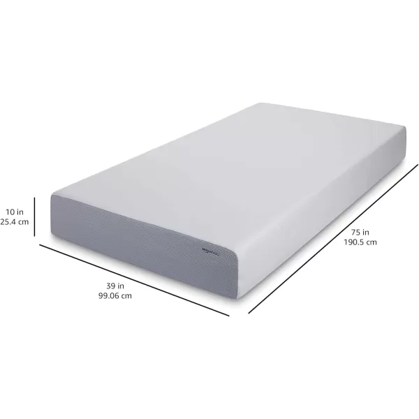 Amazon Basics Memory Foam Mattress Medium Firm Twin WhiteGrey 10 InchesTwin 10inch PlushFeel