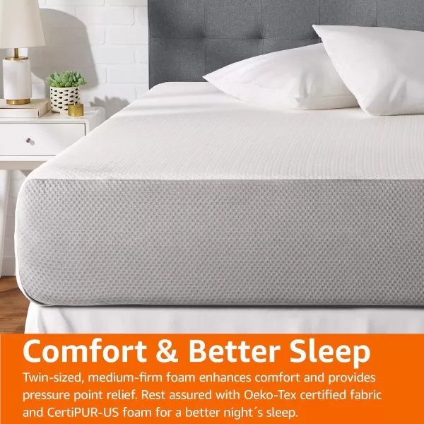Amazon Basics Memory Foam Mattress Medium Firm Twin WhiteGrey 10 InchesTwin 12inch MediumFirm Feel