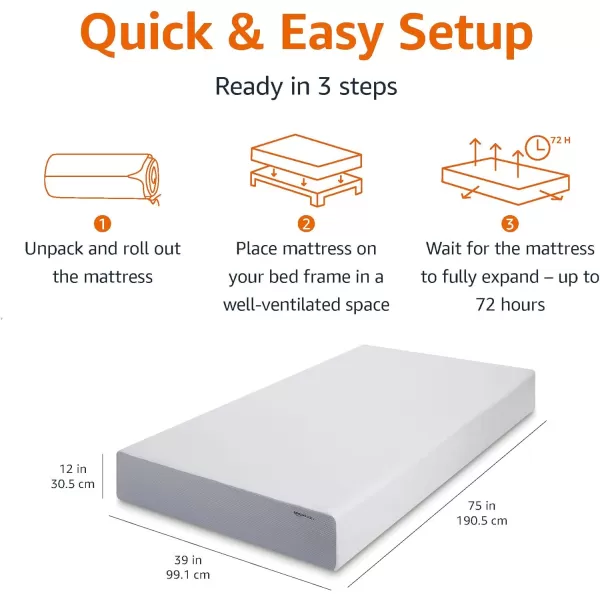 Amazon Basics Memory Foam Mattress Medium Firm Twin WhiteGrey 10 InchesTwin 12inch MediumFirm Feel