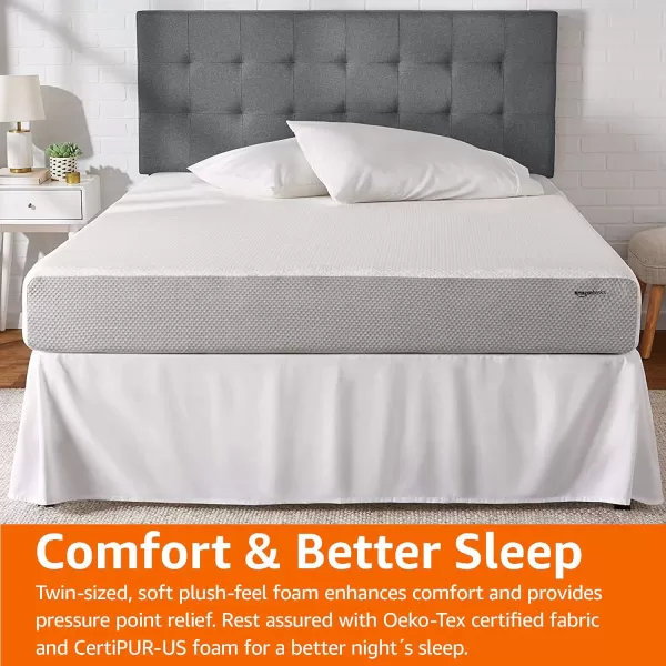 Amazon Basics Memory Foam Mattress Medium Firm Twin WhiteGrey 10 InchesTwin 12inch PlushFeel