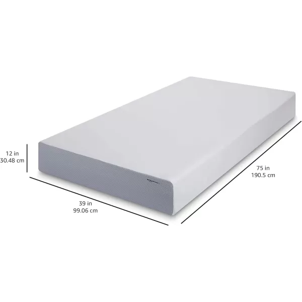 Amazon Basics Memory Foam Mattress Medium Firm Twin WhiteGrey 10 InchesTwin 12inch PlushFeel