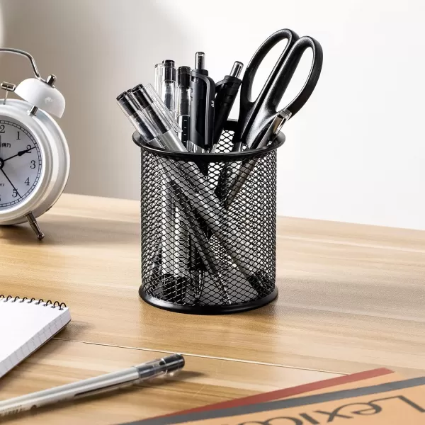 Amazon Basics Mesh Desk Office Organizer Black 925 x 453 x 394Wire Mesh Pen Cup Black