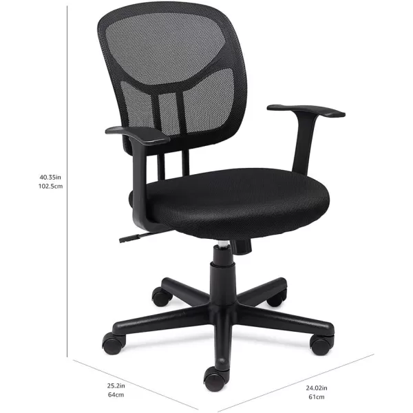 Amazon Basics Mesh MidBack AdjustableHeight 360Degree Swivel Office Desk Chair with Armrests BlackAmazon Basics Mesh MidBack AdjustableHeight 360Degree Swivel Office Desk Chair with Armrests Black