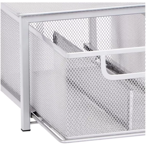 Amazon Basics Mesh Sliding Basket with 1 Drawer Storage Shelf Organizer 1 Unit SilverAmazon Basics Mesh Sliding Basket with 1 Drawer Storage Shelf Organizer 1 Unit Silver