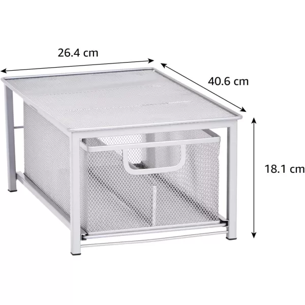 Amazon Basics Mesh Sliding Basket with 1 Drawer Storage Shelf Organizer 1 Unit SilverAmazon Basics Mesh Sliding Basket with 1 Drawer Storage Shelf Organizer 1 Unit Silver