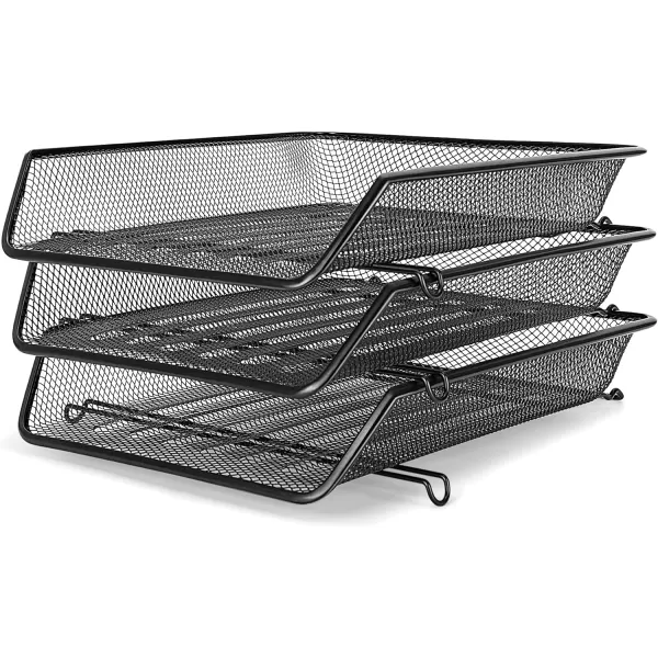 Amazon Basics Mesh Triple Stacking Office Tray Organizer 3 Count Pack of 1 Black 118 x 10 x 8Amazon Basics Mesh Triple Stacking Office Tray Organizer 3 Count Pack of 1 Black 118 x 10 x 8