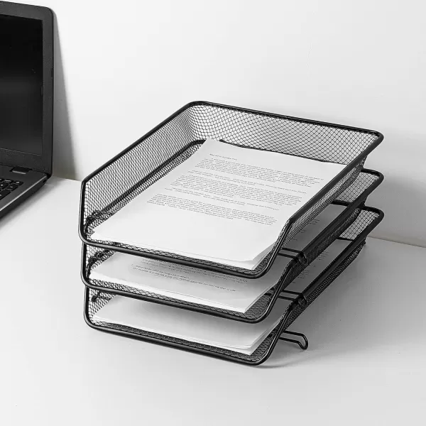 Amazon Basics Mesh Triple Stacking Office Tray Organizer 3 Count Pack of 1 Black 118 x 10 x 8Amazon Basics Mesh Triple Stacking Office Tray Organizer 3 Count Pack of 1 Black 118 x 10 x 8