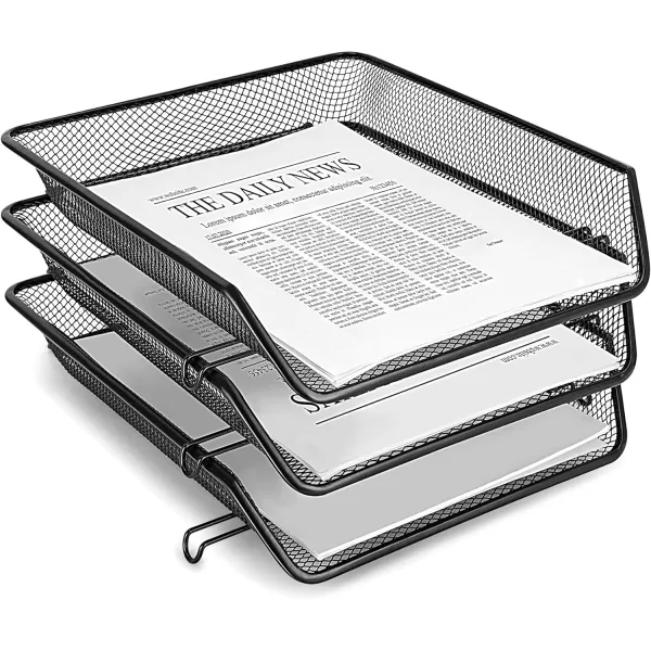 Amazon Basics Mesh Triple Stacking Office Tray Organizer 3 Count Pack of 1 Black 118 x 10 x 8Amazon Basics Mesh Triple Stacking Office Tray Organizer 3 Count Pack of 1 Black 118 x 10 x 8