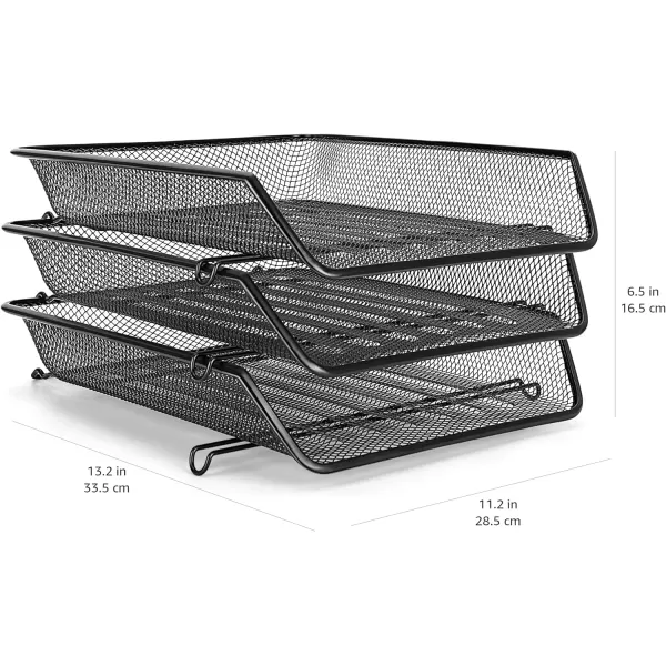Amazon Basics Mesh Triple Stacking Office Tray Organizer 3 Count Pack of 1 Black 118 x 10 x 8Amazon Basics Mesh Triple Stacking Office Tray Organizer 3 Count Pack of 1 Black 118 x 10 x 8
