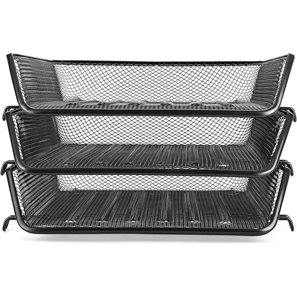 Amazon Basics Mesh Triple Stacking Office Tray Organizer 3 Count Pack of 1 Black 118 x 10 x 8Amazon Basics Mesh Triple Stacking Office Tray Organizer 3 Count Pack of 1 Black 118 x 10 x 8
