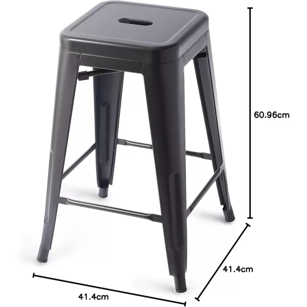 Amazon Basics Metal Bar Stools  24Inch Set of 4 BlackBlack 24inch Stools