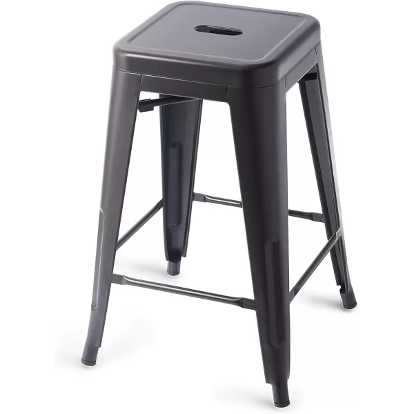 Amazon Basics Metal Bar Stools  24Inch Set of 4 BlackBlack 24inch Stools