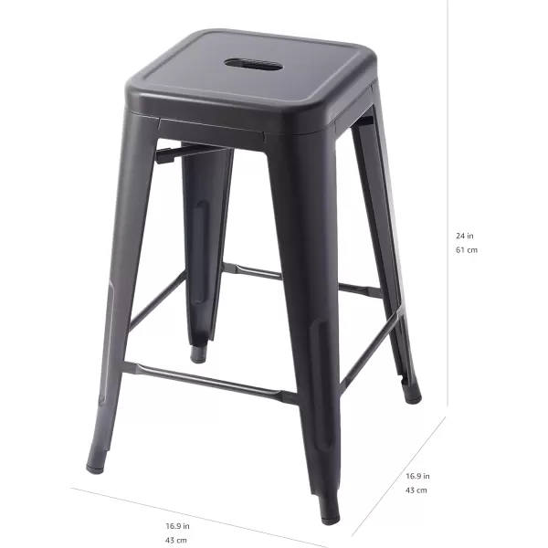 Amazon Basics Metal Bar Stools  24Inch Set of 4 BlackBlack 24inch Stools