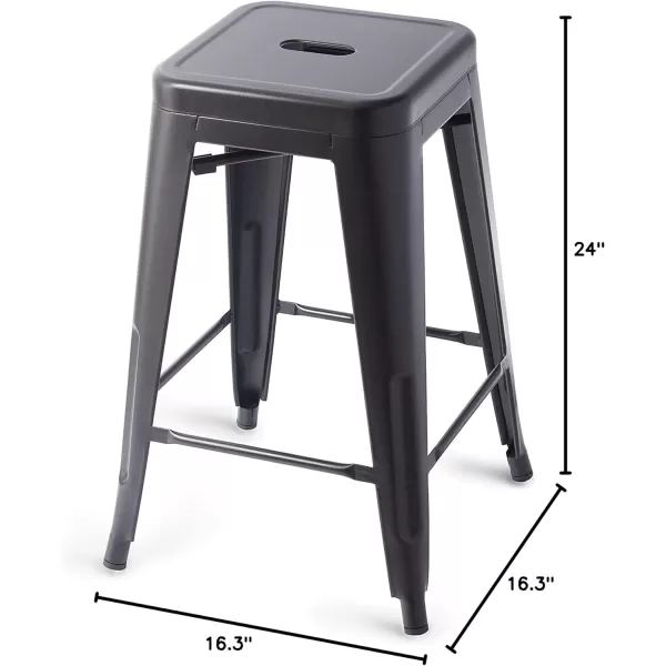 Amazon Basics Metal Bar Stools  24Inch Set of 4 BlackBlack 24inch Stools