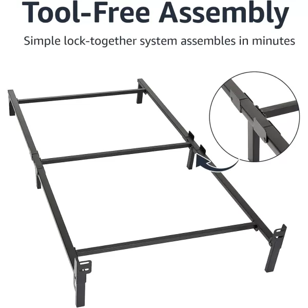 Amazon Basics Metal Bed Frame 9Leg Base for Box Spring and Mattress Queen ToolFree Easy Assembly 795 L x 60 W x 7 H BlackKing