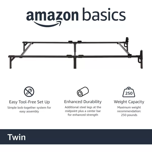 Amazon Basics Metal Bed Frame 9Leg Base for Box Spring and Mattress Queen ToolFree Easy Assembly 795 L x 60 W x 7 H BlackTwin