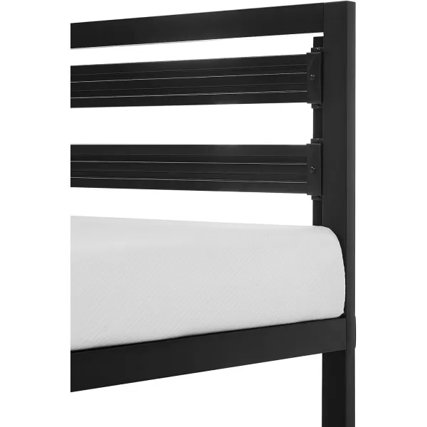 Amazon Basics Metal Bed with Modern Industrial Design Headboard  14 Inch Height for UnderBed Storage  Wood Slats  Easy Assemble Queen BlackFull