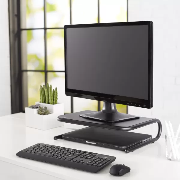 Amazon Basics Metal Laptop Computer Monitor Riser Stand  BlackBlack 1Pack