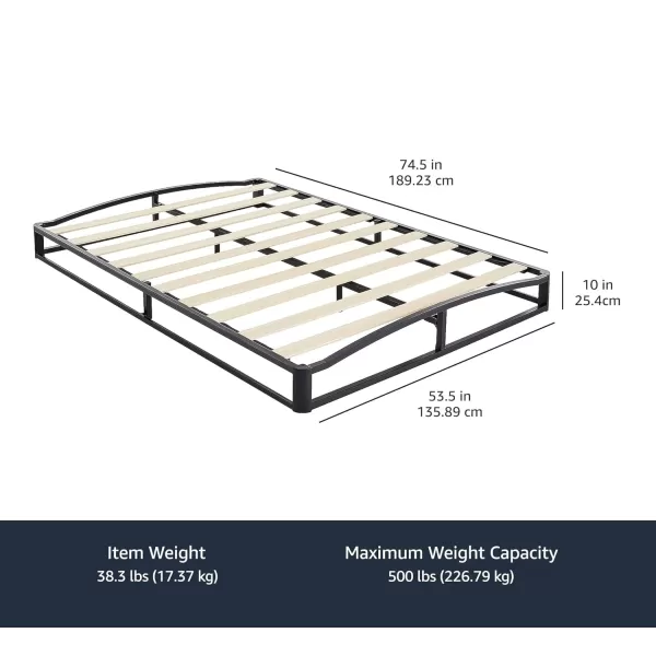 Amazon Basics Metal Platform Bed Frame with Wood Slat Support 6 Inches High Twin BlackFull 10 inch