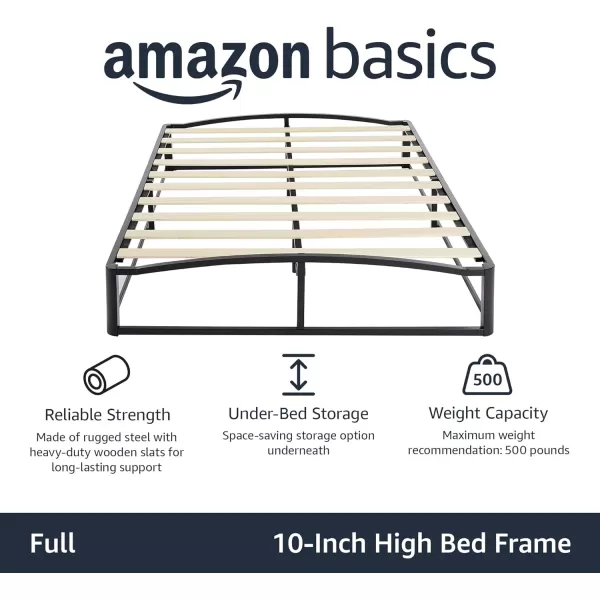 Amazon Basics Metal Platform Bed Frame with Wood Slat Support 6 Inches High Twin BlackFull 10 inch