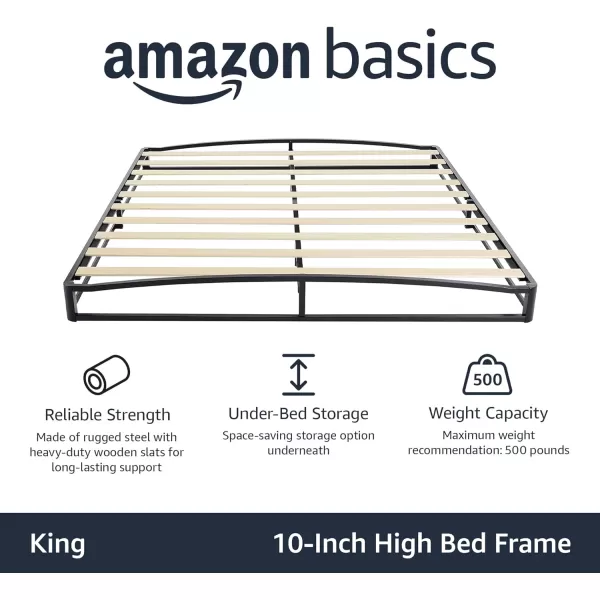 Amazon Basics Metal Platform Bed Frame with Wood Slat Support 6 Inches High Twin BlackKing 10 inch