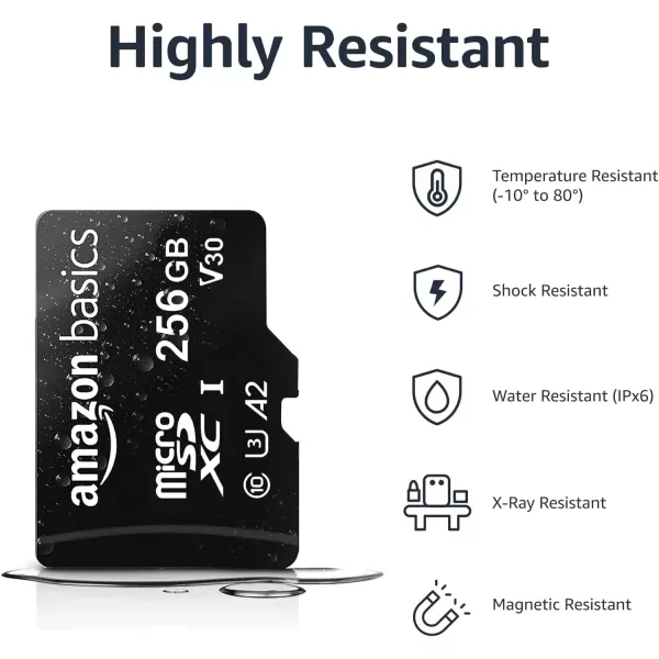 Amazon Basics Micro SDXC Memory Card with Full Size Adapter A2 U3 Read Speed up to 100 MBs 128 GB Black256GB