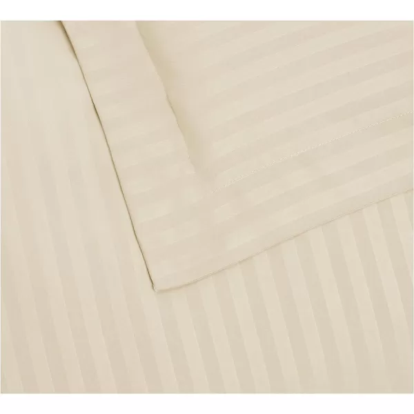 Amazon Basics Microfiber 3 Piece Duvet Cover Set FullQueen Bright White StripedBeige FullQueen