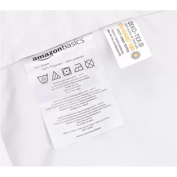 Amazon Basics Microfiber 3 Piece Duvet Cover Set FullQueen Bright White StripedBright White FullQueen