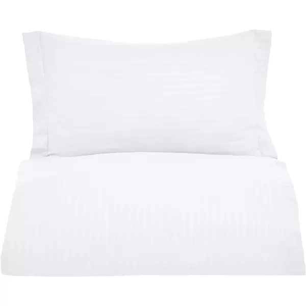 Amazon Basics Microfiber 3 Piece Duvet Cover Set FullQueen Bright White StripedBright White TwinTwin XL