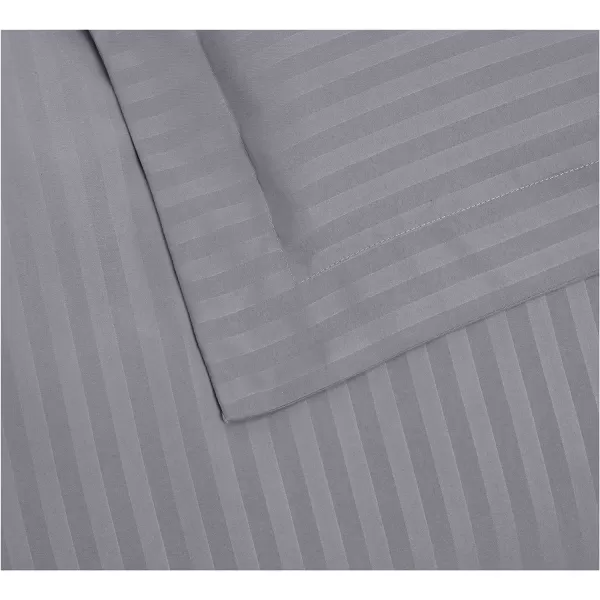 Amazon Basics Microfiber 3 Piece Duvet Cover Set FullQueen Bright White StripedDark Grey TwinTwin XL