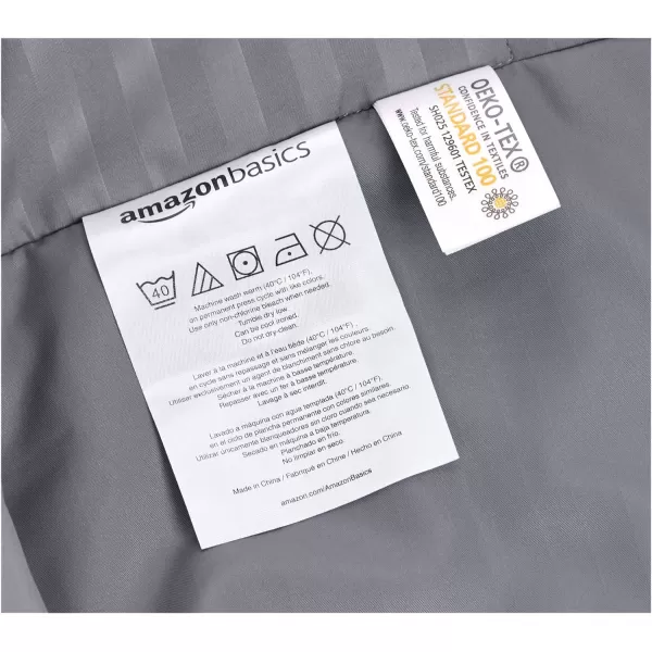 Amazon Basics Microfiber 3 Piece Duvet Cover Set FullQueen Bright White StripedDark Grey TwinTwin XL