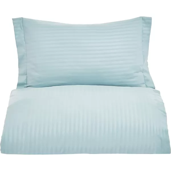 Amazon Basics Microfiber 3 Piece Duvet Cover Set FullQueen Bright White StripedSpa Blue Twin XL