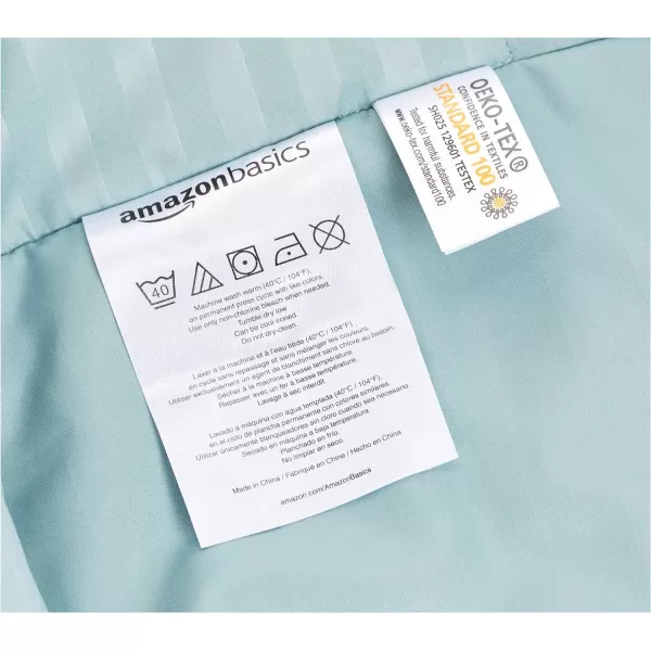 Amazon Basics Microfiber 3 Piece Duvet Cover Set FullQueen Bright White StripedSpa Blue Twin XL